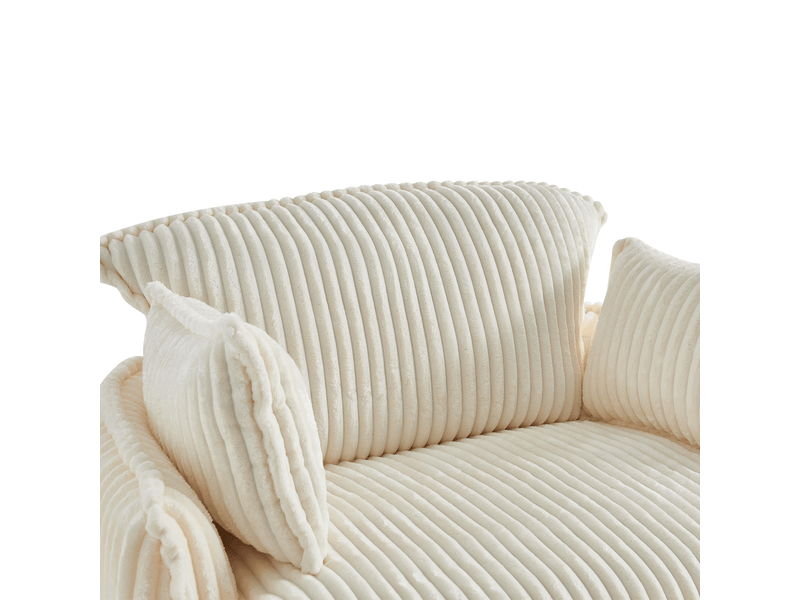 Fauteuil compresse avec repose-pieds et coussins, canapé confortable en tissu flanelle beige pour salon moderne - Conforama E