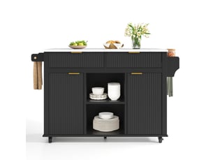 Desserte de cuisine 143x45x89,5 cm avec plan rabattable mdf noir et naturel