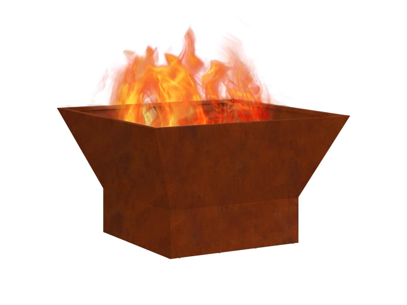 Brasero exterieur, foyer camping rouillé 60x60x35 cm acier patiné - Conforama C