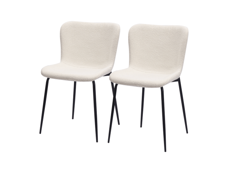  Chaises de salle à manger modernes – dossier haut arrondi, revêtement en tissu, pieds métal – 3 coloris – lot de 2  - Conforama A