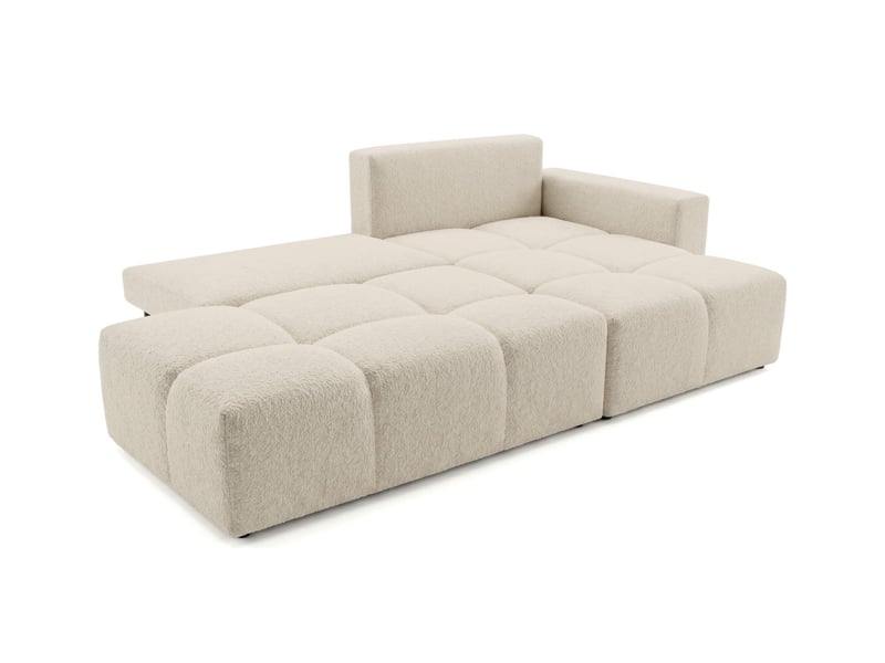 Celine - canapé d'angle fixe convertible 4 places en bouclette - Conforama C