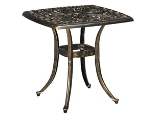 Table de jardin décorative de style vintage, avec trou pour parasol, en aluminium moulé, couleur bronze, 54 x 54 x 52,5 cm