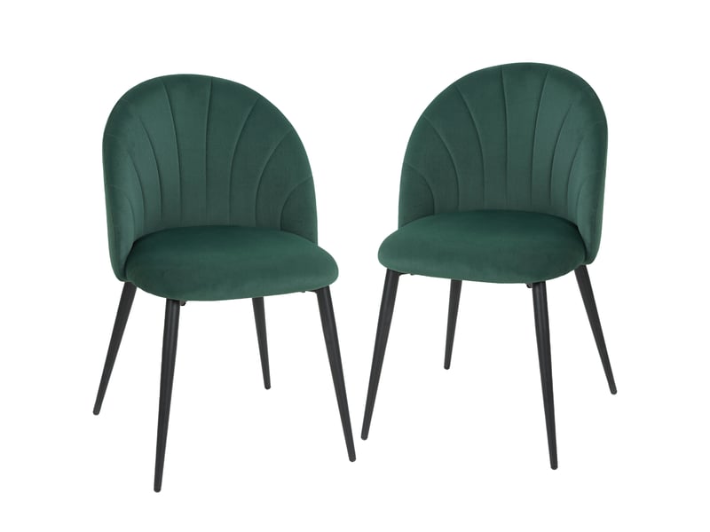  Lot de 2 chaises de salle à manger effet velours vert foncé 52 x 54 x 79 cm  - Conforama A