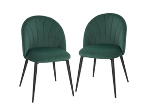 Lot de 2 chaises de salle à manger effet velours vert foncé 52 x 54 x 79 cm
