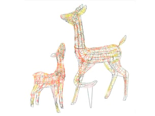 Famille de rennes de décoration, éclairage de noël acrylique 160 led coloré cf62034