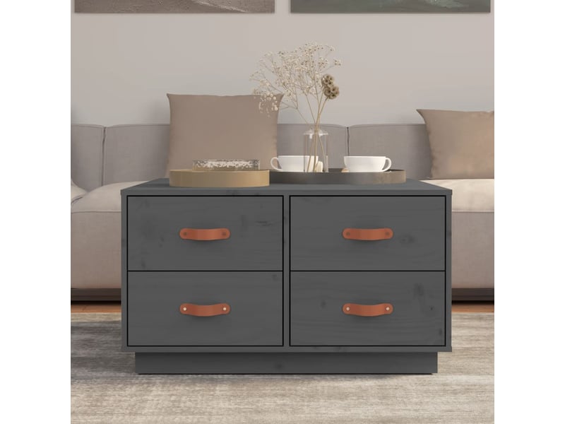 Table basse | table de salon gris 80x80x45 cm bois massif de pin  - Conforama C