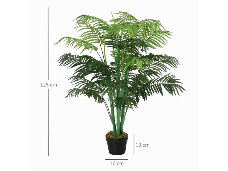  Palmier artificiel en pot 125 cm – vert – 18 palmes modelables, base stable et sans entretien intérieur  - Conforama C
