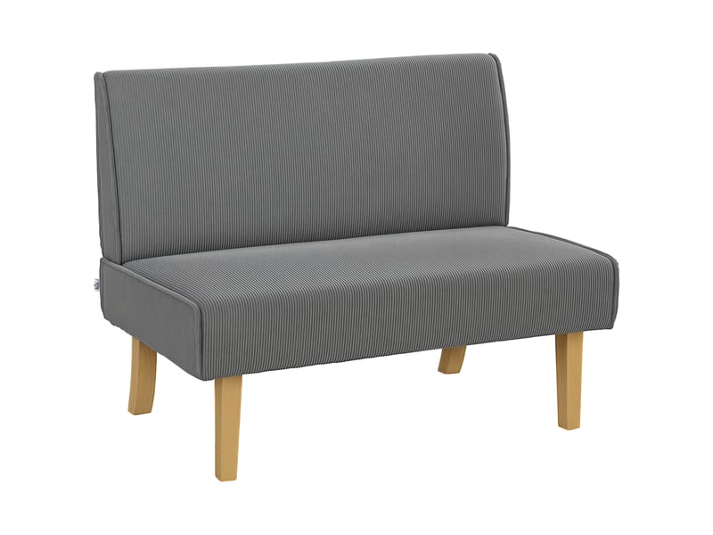  Canapé droit 2 places sans accoudoirs en velours côtelé gris 110 x 62 x 85 cm  - Conforama A
