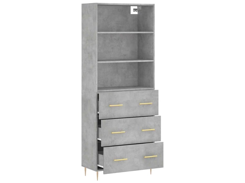  Buffet haut - bahut - meuble de rangement gris béton 69,5x34x180 cm bois d'ingénierie  - Conforama D