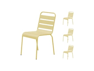 Lot de 4 chaises de jardin en métal crème - baca