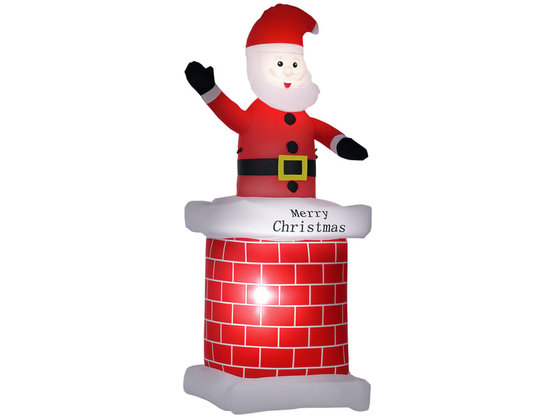  Père noël gonflable avec cheminée lumineux led hauteur 210 cm polyester imperméable rouge blanc noir  - Conforama A