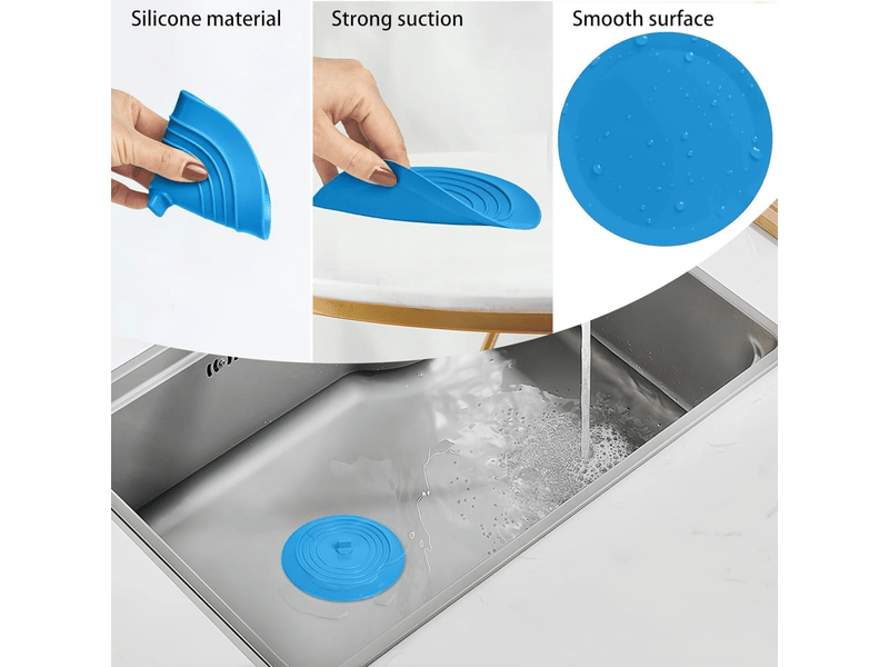  Grand bouchon de vidange en silicone bleu — adapté aux douches, baignoires et éviers — 1 pièce  - Conforama C