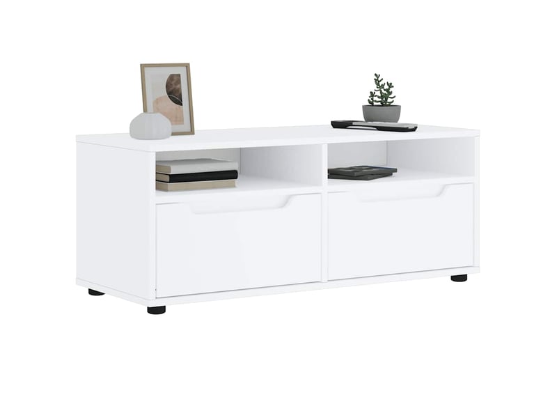  Meuble tv - banc tv - meuble de rangement visnes blanc 100x40x38 cm bois d'ingénierie  - Conforama B