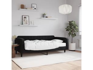 Lit adulte, lit simple, lit de jour avec matelas noir 100x200cm velours cf18693