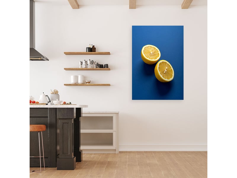  Tableaux, deux moitiés de citron sur un fond bleu intense 20x30 1328137345 - Conforama B