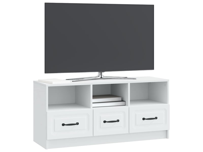  Meuble tv - banc tv - meuble de rangement blanc 102 x 34,5 x 47 cm bois d'ingénierie  - Conforama C