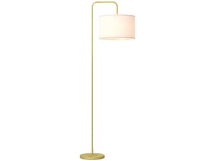 Lampadaire moderne pour le salon, avec abat-jour aspect lin et interrupteur au pied, 163,5 cm, doré et blanc