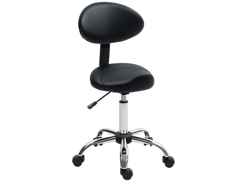  Tabouret à roulettes réglable en hauteur de 83 à 98 cm avec dossier pivotant à 360° pour bureau ou salon  - Conforama A