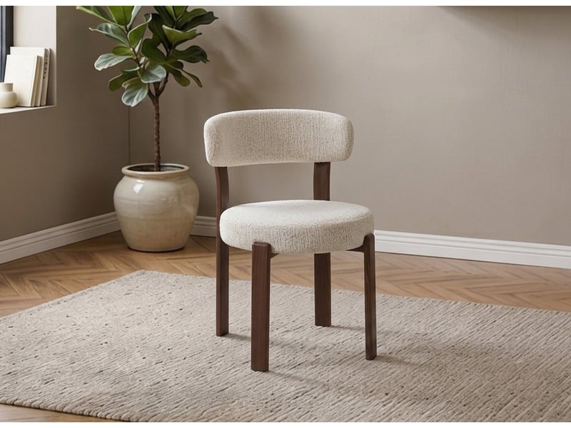 Lot de 2 chaises en velours tissé écru pieds en métal marron maryse A4095-ECR-MARR - Conforama C