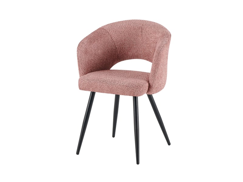  Lot de 2 chaises repas 58x53x81 cm en tissu bouclette vieux rose  - Conforama D
