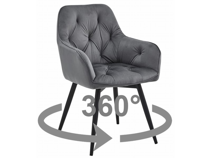 Family chaise - velours gris foncépieds noirs x 1  - Conforama A