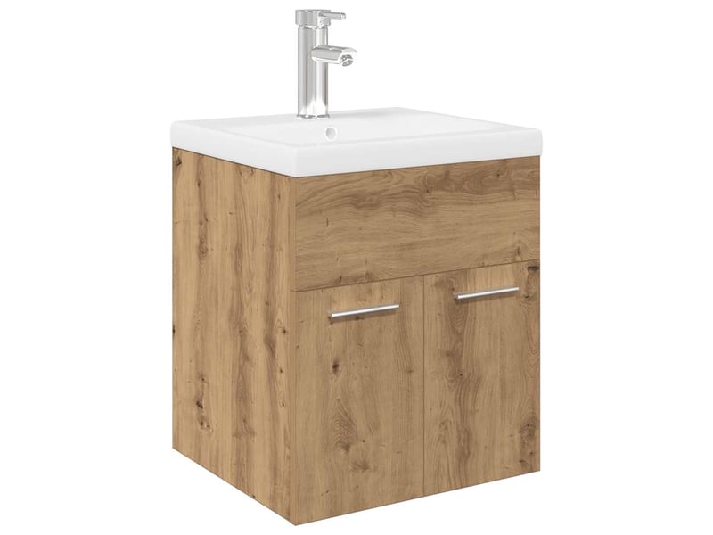 Meuble lavabo avec bassin et robinet intégré, armoire de salle de bains chêne artisanal cf65561  - Conforama A