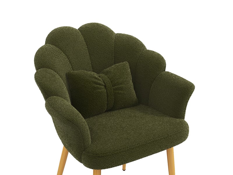 Lot de 2 fauteuils modernes – rembourrés – pieds en métal doré – dossier en forme d'arc – vert - Conforama R