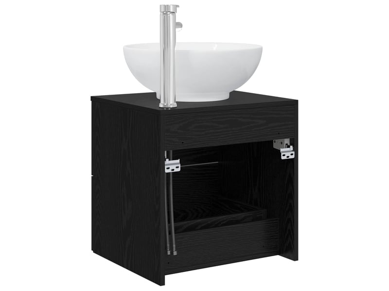 Vanité de lavabo mural, meuble de rangement chêne noir 49.5x44.5x66.5 cm - Conforama E