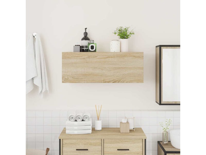  Armoire murale de bain chêne sonoma 80x25x30 cm bois ingénierie  - Conforama C