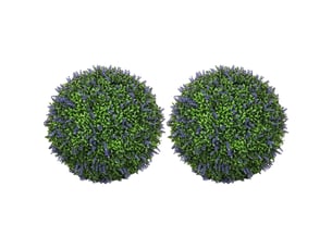 Lot de 2 boules topiaires artificielles, fausses plantes décoratives résistantes aux uv, violet et vert,  42 cm