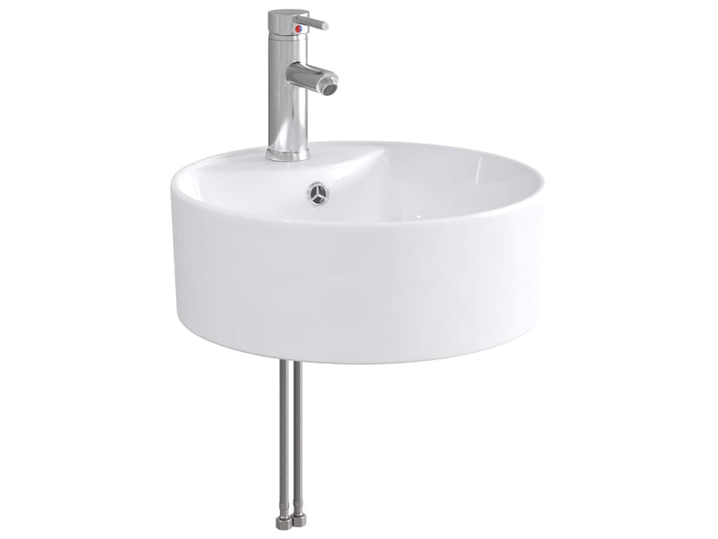 Lavabo avec robinet et évacuation chrome 40.5x40.5x15 cm - Conforama A