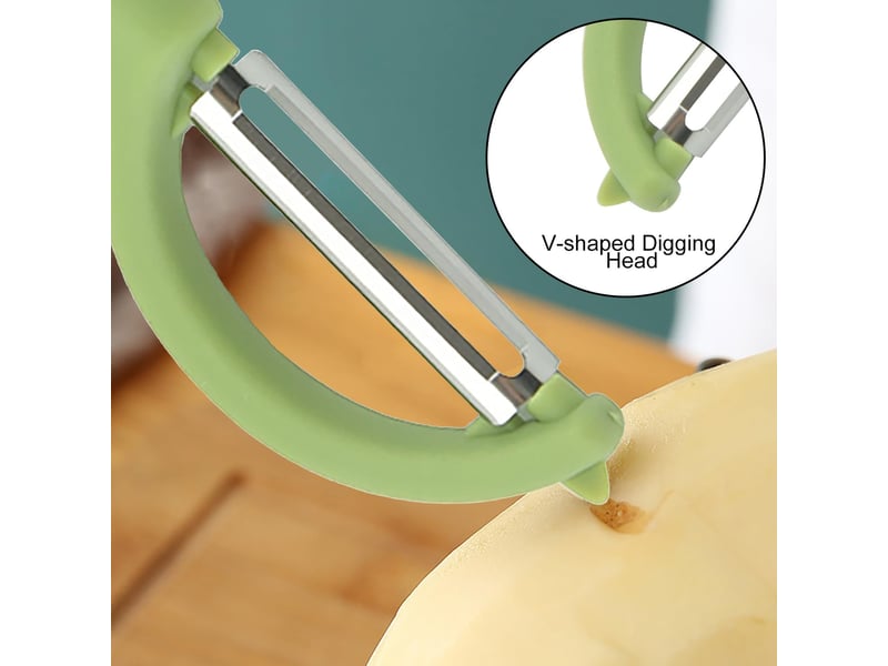  Vert+noir éplucheur universel (2 pcs), éplucheur pivotant en acier inoxydable, couteau cuisine avec lame tranchante pour légumes fruits  - Conforama E