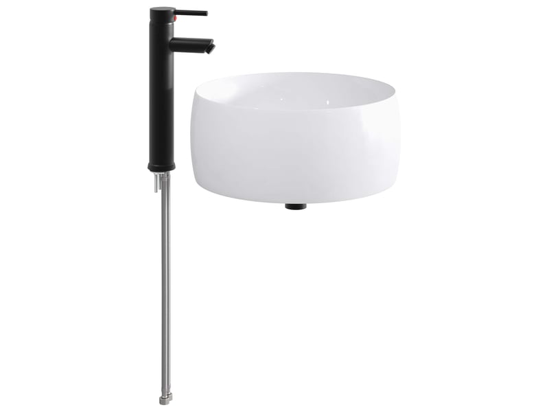 Lavabo avec robinet et évacuation noir mat 38.5x38.5x16 cm  - Conforama A