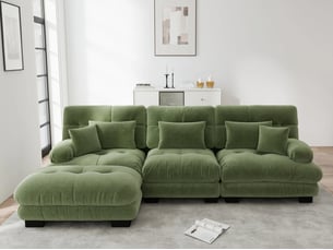 Canapé d'angle gauche fixe <strong>LEYTN</strong> <strong></strong> 2 places Tissu vert