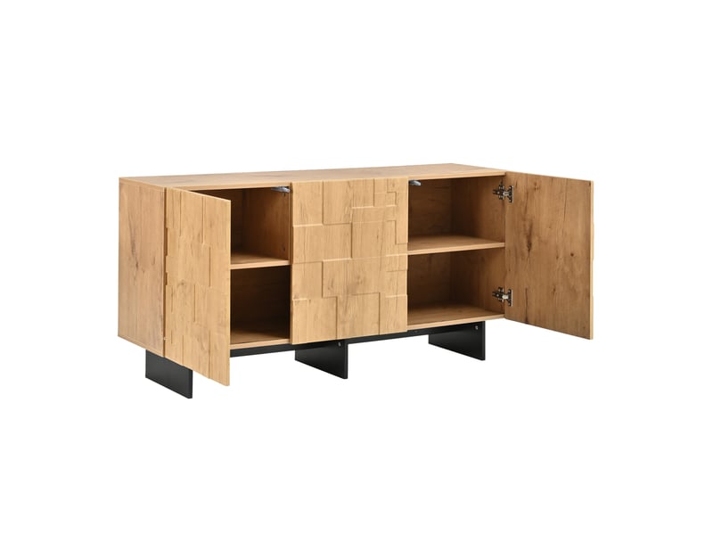  Buffet 3 portes 140x40x70 cm coloris bois naturel en mdf et panneau de particules  - Conforama D
