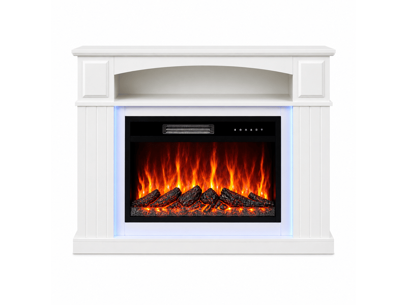  Homavo 23t‑5 : cheminée électrique 23 pouces avec meuble et bande led. Chauffage 10002000 w à 2 niveaux, 7 couleurs de flamme, 5 réglages de luminosité et vitesse, minuterie 1‑8 h, télécommande et commande tactile, 42 effets led…  - Conforama A