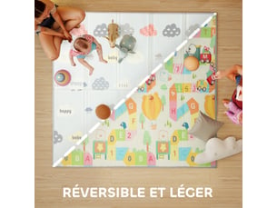 Tapis de jeu pour bébé pliable et réversible, tapis de sol en mousse épais, multicolore, 200 x 180 x 1,5 cm