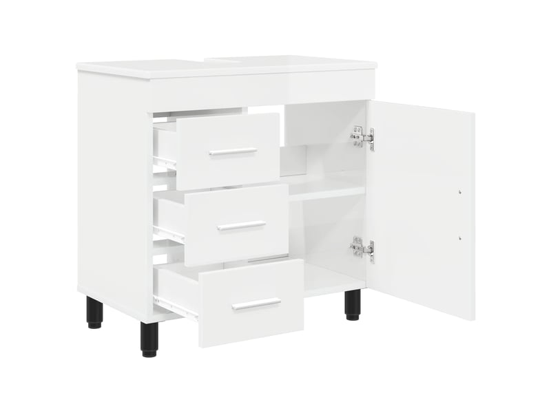 Unité de vanité de salle de bain, meuble de rangement blanc brillant 60x35x60 cm shl8787 - Conforama D