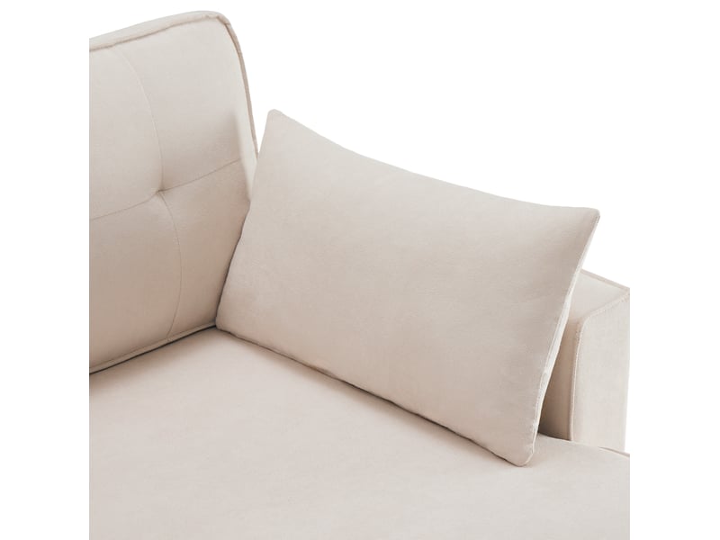  Canapé panoramique convertible 4 places en tissu beige avec rangements, porte-gobelets et coussins inclus  - Conforama D