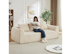 Canapé droit fixe 3 places Tissu beige