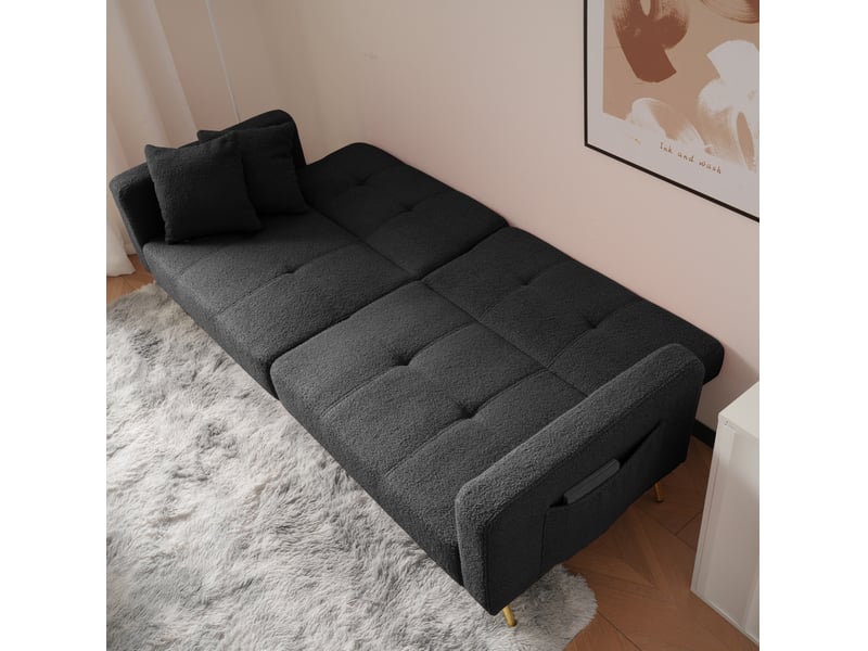  Canapé-lit modenvie 2 places convertible en tissu bouclette gris foncé 175 x 64 x 72 cm  - Conforama B