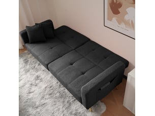 Canapé droit convertible <strong>MODENVIE</strong> <strong></strong> 2 places Tissu bouclette gris
