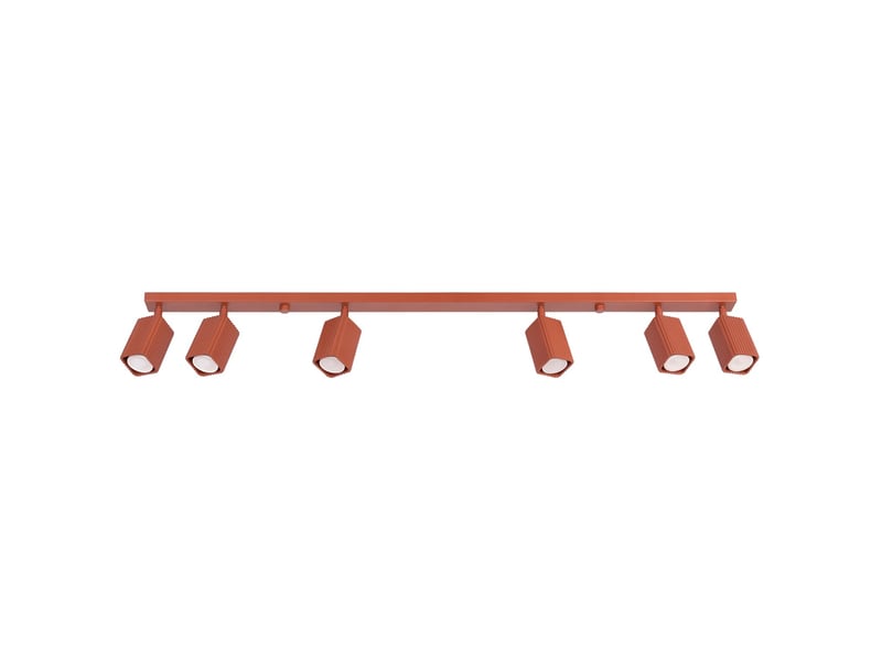  Plafonnier rayo 6l ocre rouge aluminium moderne 16.5x117x6cm SL.3196 - Conforama A