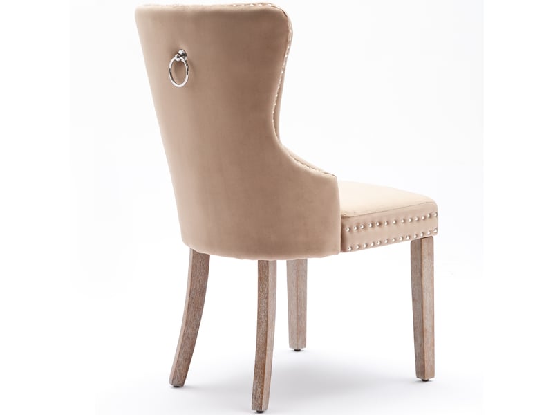  Chaise salle à manger knocker marron lot de 4, velours, clous, pieds bois massif  - Conforama D
