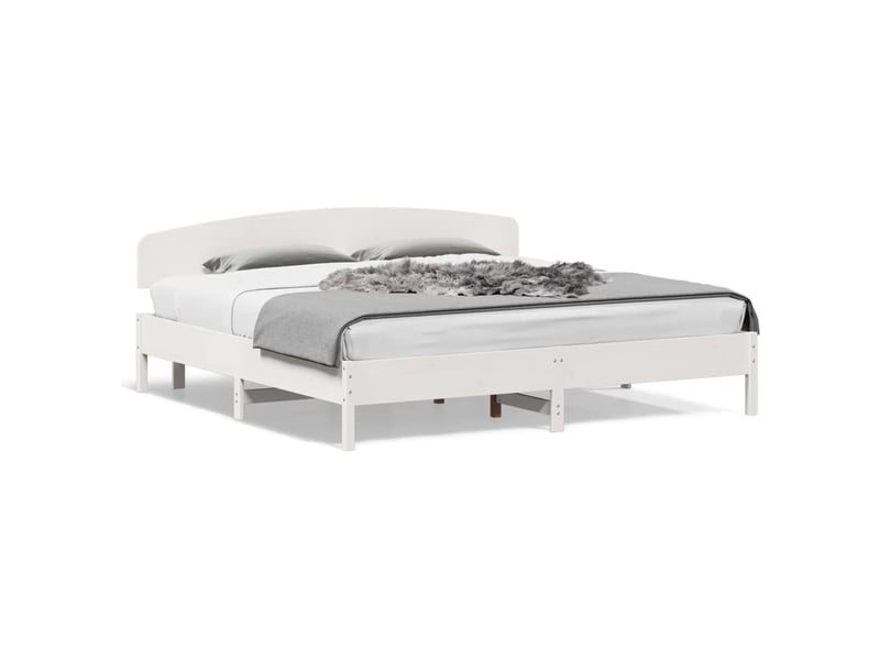  Lit double- lit adulte -  cadre de lit sans matelas blanc 200x200 cm bois massif de pin  - Conforama A