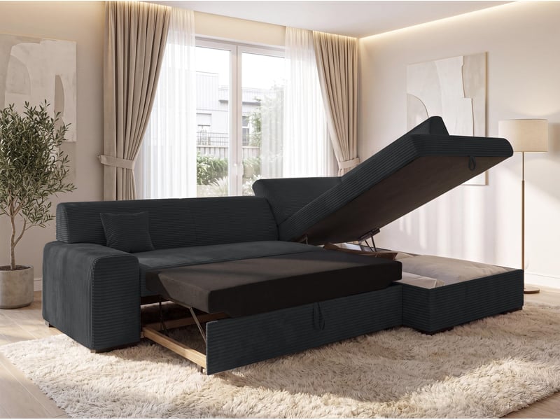 Canapé d'angle convertible lucera 260 cm avec coffre – noir Lucera - Conforama C