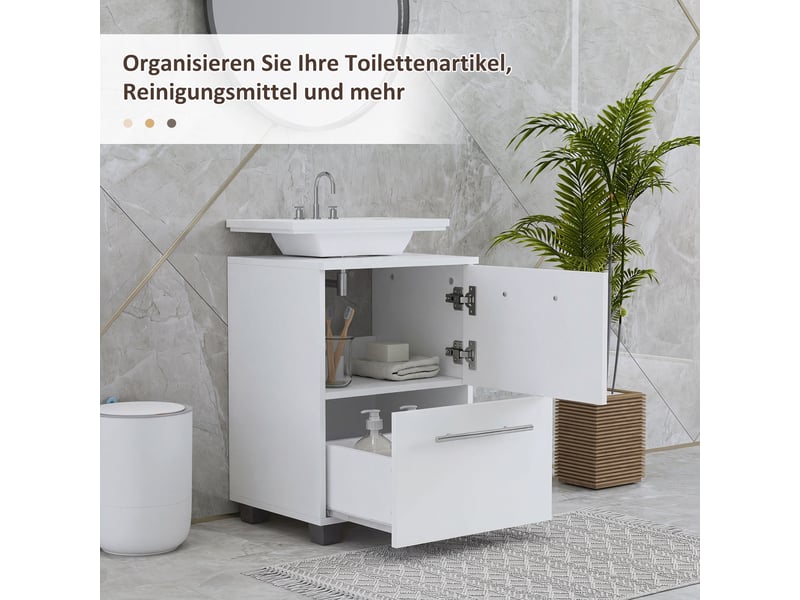  Meuble sous-vasque 1 porte 1 tiroir en panneau de particules blanc 41,5x35,5x59 cm  - Conforama E