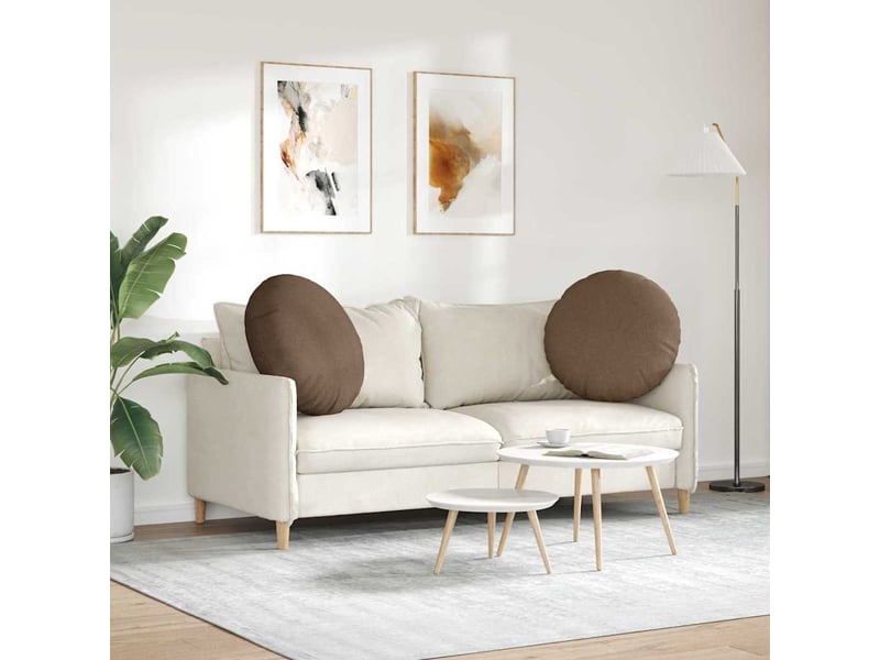  Lot de 2 coussins de siège, coussins décoratifs tissu marron ø80 x 29 cm cf59847  - Conforama D
