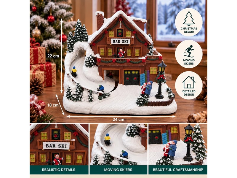  Village de noël animé avec skieurs mobiles et éclairage del  - Conforama C