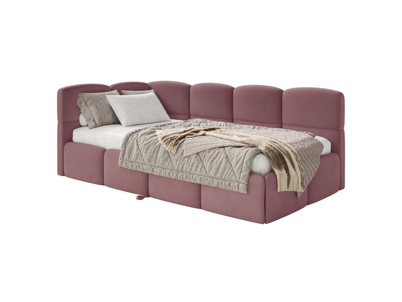  Selsey cloudy - lit rembourré - 170x185 cm - velours rose - côté gauche Cloudy - Conforama A